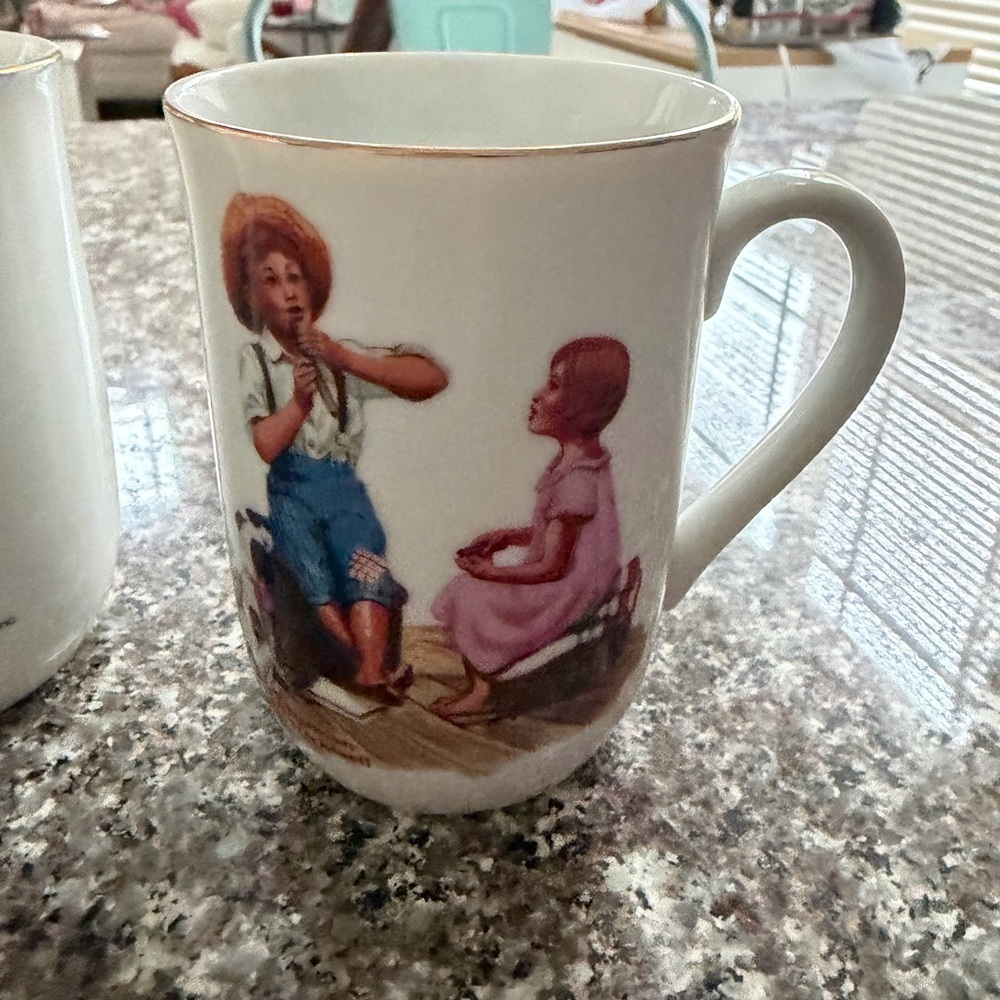 Norman Rockwell Colorful Illustrated Mug Set of 4 date 1982 - Picture 8 of 9